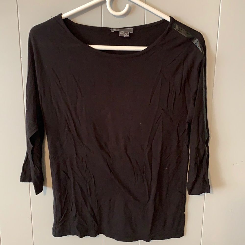 Vince Black 3/4 Sleeve Top w/ Sleeve Detail XS